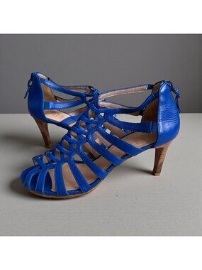 STUART WEITZMAN Blue Leather Resort Collection Sandals Heels Size 38 / US 8